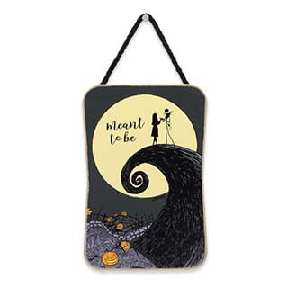 Disney The Nightmare Before Christmas Meant to Be Hanging Wood Wall Decor - Small Jack and Sally Sign - Great Gift Idea