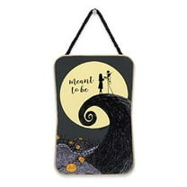 Disney The Nightmare Before Christmas Meant to Be Hanging Wood Wall Decor - Small Jack and Sally Sign - Great Gift Idea