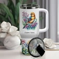 thumbnail image 2 of Custom Travel Mug for American Goldfinch Enthusiasts - 40oz Tumbler with Lid, Handle & Straw - Cute Gift for Bird Lover Girls or Women on Birthday or Holiday Celebration, 2 of 6