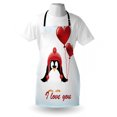 thumbnail image 3 of Valentines Apron Happy Birthday Balloons I Love You Lettering Cute Funny Penguin Image, Unisex Kitchen Bib Apron with Adjustable Neck for Cooking Baking Gardening, Red Black Baby Blue, by Ambesonne, 3 of 3