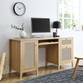 thumbnail image 2 of Computer Work Desk, Brown Oak, Wood, Home Office Business, Modern Contemporary HB34439, 2 of 9