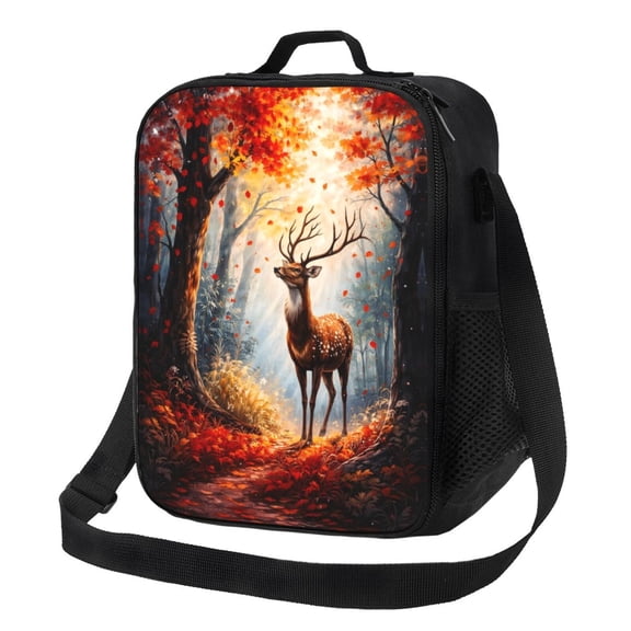 Deer Lunch Bag Insulated Thermal Box with Shoulder Strap & Handle for Work and Picnic