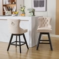 thumbnail image 5 of DONICK Velvet Swivel Bar Stools,Upholstered Counter Height Tuft Nailhead Wood Legs Footrest for Dining Room,Island,Bar,Kitchen(Beige,Set of 4), 5 of 13