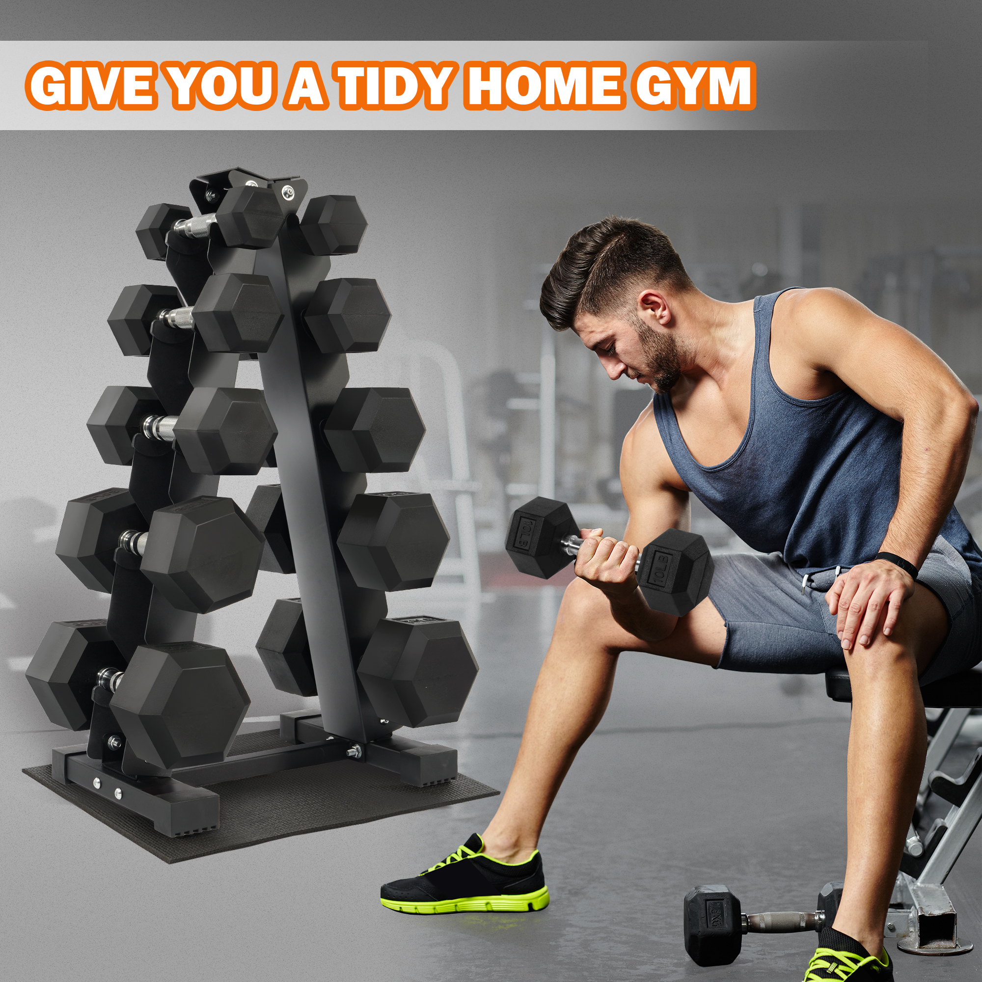 Prilinex 5 Tier Dumbbell Weight Racks, A-Frame, Weights Metal Strength Training Dumbbells Storage Rack for Home Gyms Space Saver,Black