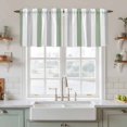 thumbnail image 2 of Sage Green Grey Stripe Tier Curtains, Modern Farmhouse Vertical Striped Light Filtering Kitchen Curtains, 2Pcs Rod Pocket Half Window Treatments Panels for Sink Cafe Cabinet Camper 27.5x24 Inches, 2 of 9