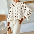 thumbnail image 2 of DAFPZW Women's Hollow Out Pullover Sweater Oversized Long Sleeve Crew Neck Jumper Tops Crochet Chunky Knitted Sweater, 2 of 5