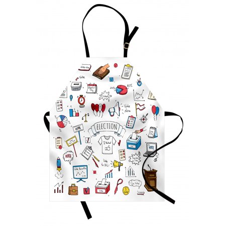 Election Apron  Voting and Election Theme Doodles Composition Democracy President Illustration  Unisex Kitchen Bib with Adjustable Neck for Cooking Gardening  Adult Size  Multicolor  by Ambesonne