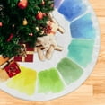thumbnail image 5 of Coolnut Color Wheel Christmas Tree Skirt Home Decoration Large Round Christmas Tree Skirt for Holiday Party Home Christmas Day Ornaments,35.4", 5 of 6