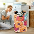 thumbnail image 5 of Yayeee Freestanding Laundry Hamper with Handle Collapsible Large Storage Basket for Clothes, Orange Hand Drawn Floral, 5 of 7