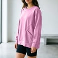 thumbnail image 6 of Sokhug Womens Round Neck Sweatshirt Long Sleeve Loose Pullover Tops Casual Comfort with Side Pocket Solid Color Fashion Sweatshirt Tops, 6 of 6
