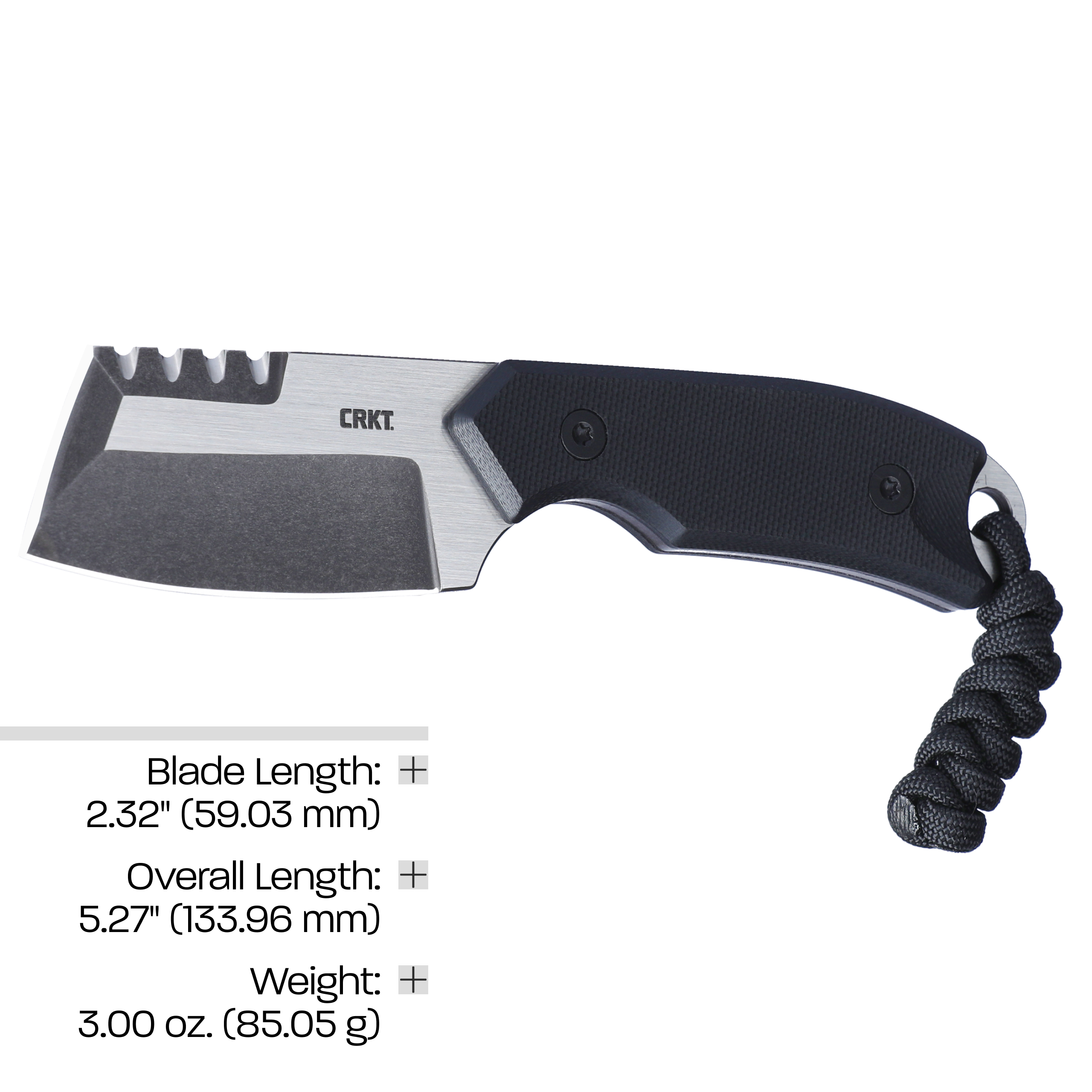 CRKT Razel Compact Fixed Blade Knife with Sheath: D2 Steel Blade with Veff Flat Top Serrations, G10 Handle, 4036