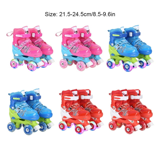Baohd Ensemble de 2 Pcs Patins à Roulettes pour Enfants Filles Taille Ajustable et Protection des Orteils Anti-Choc Patins à Roulettes pour Filles Bleu Sans Paillettes