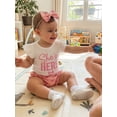 thumbnail image 6 of BemeyourBBs Baby Girls Summer Clothes Newborn Hospital Going Home Baby Girl Outfits She's Here Letter Print Fly Sleeves Romper and Bow Print Shorts Headband 3Pcs Set, 6 of 9