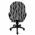 thumbnail image 3 of Leaves Office Chair Slipcover, Striped and Surreal Monochrome Leafy Pattern Exotic Plants Modern, Protective Stretch Decorative Fabric Cover, Standard Size, Charcoal Grey and White, by Ambesonne, 3 of 5
