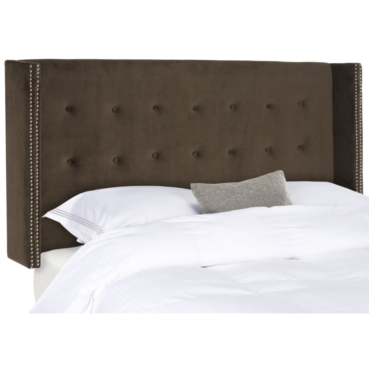 SAFAVIEH Keegan Winged Tufted Headboard with Nail Heads, Twin, Chocolate