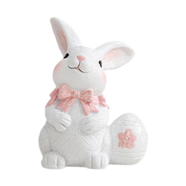 Easter Bunny Statue Crafts Creative Animal Figurine for Shelf Walkway Office Estilo a