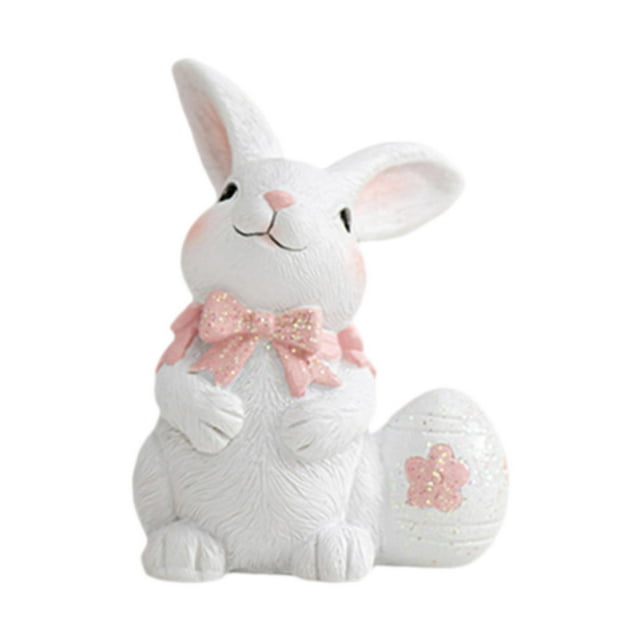 Estatua de conejo de Pascua, decoración de escritorio, decoración navideña, linda escultura de conejo para Estilo a