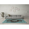 thumbnail image 3 of Ahgly Company Indoor Rectangle Medallion Light Blue Traditional Area Rugs, 5' x 7', 3 of 4