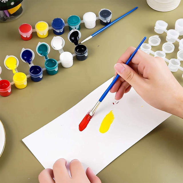 40 Strips 240 Pots Empty Paint Pots Strips Mini Clear Storage Containers and 40 Pcs Paint Brushes Painting Arts Crafts