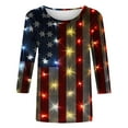 thumbnail image 4 of Vintage American Flag Shirts for Women 2025 Fashion Independence Day 3/4 Length Sleeve Tshirts Summer Tops Dressy Casual Crewneck Patriotic Tunic Top Cross Flag Star Stripes Graphic Tees Blouses, 4 of 5