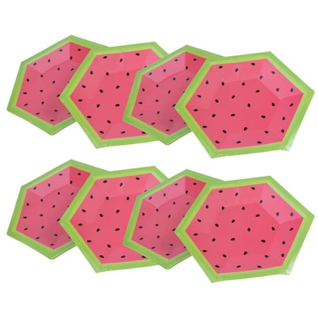 

16PCS Disposable Fruit Party Cake Plates Watermelon Pattern Paper Dishes Tableware for Birthday Carnival