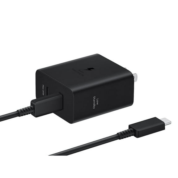 SAMSUNG 50W Duo Power Adapter Wall Charger, 2 Ports, Cable Included, Super Fast Charging 2.0 for Galaxy Phones, Tablets, USB Type C Devices, Low Standby Power Consumption, EP-T5020XBEGCA, Black
