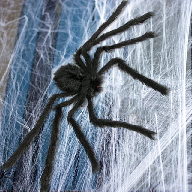 Araña luminosa gigante de Halloween 125CM Porche realista / Puerta / Patio / Decoraciones de césped JShteea El nuevo