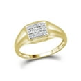 thumbnail image 2 of 10kt Yellow Gold Mens Round Diamond Square Cluster Ring 1/8 Cttw, 2 of 2