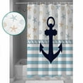 thumbnail image 3 of 72x78 Inch Shower Curtain Coastal Nautical Bathroom Decor Waterproof Fabric Bathtub Bath Curtains Decorative Blue Striped Starfish Shell Beach Extra Long Shower Curtain Set with Hooks, 3 of 6