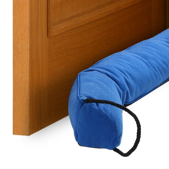 Door Sweep for Bottom of Door, 24" x 3" Door Draft Stopper with Hanging Loops, Blue