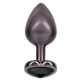 thumbnail image 3 of CalExotics Jewel Black Diamond Heart Glass Anal Plug, Large, Black, 3 of 7