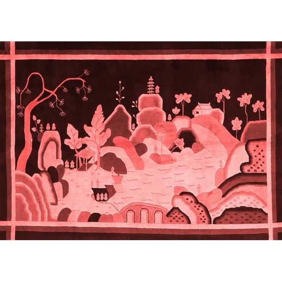Ahgly Company Indoor Rectangle Oriental Red Asian Inspired Area Rugs, 2' x 3'