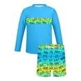 thumbnail image 4 of Bathing Suits for Teens Rash Guard Swimsuits Set for Boys Hawaiian Print Long Sleeve Swim Shirt with Swim Trunks Vacation Modest Two Piece Swim Set for 3-14Years, 4 of 7