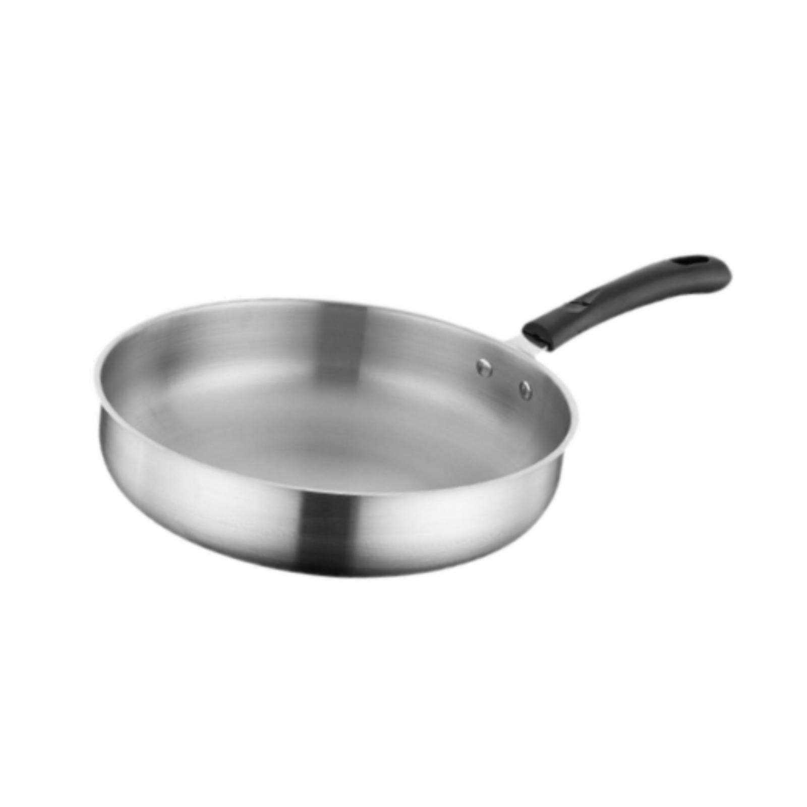 Wswqop Camping Frying Pan Deep Fry Pan Non Stick Cooker Gift Kitchen Cookware Stainless 27.3cm