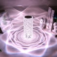 thumbnail image 1 of Lámpara de mesa de cristal rosa de 16 colores - Lámpara de mesa LED de diamante con luz ambiental recargable - Control táctil y control remoto JM, 1 of 5