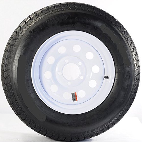 eCustomrim Radial Trailer Tire On Rim ST175/80R13 175/80 13 Load Range C 5-4.5 Modular White - 6 Year Warranty w/Free Roadside