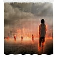 thumbnail image 3 of Ambesonne Zombie Shower Curtain, People in, 69"Wx84"L, Pearl Eggshell Vermilion, 3 of 3