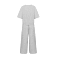 thumbnail image 5 of CHUOU Women 2 Piece Linen Outfit Sets Cotton Short Sleeve Shirt Wide Leg Trousers Pant Two Pieces Tracksuit, 5 of 5