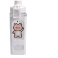 thumbnail image 1 of Botella de agua de oso Kawaii con pajita, botella de agua cuadrada portátil de plástico para deportes para niñas lindas, tazas de agua para té y jugo, 700ml (blanco, 700ml) JAMW Sencillez, 1 of 5