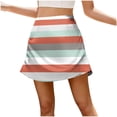 thumbnail image 2 of IUYRTFE Women's Retro Colorblock Stripe High Waist A-Line Mini Skirt Side Zipper Summer Cotton, 2 of 5