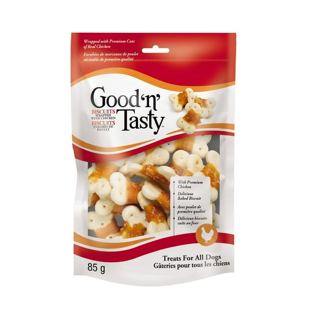 Good'N'Tasty Biscuits Wrapped with Chicken Jerky, 85 Grams, Rawhide-Free, For All Dogs