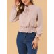 thumbnail image 5 of Blusa casual de manga farol con estampado floral de Allegra K para mujer, color rosa, talla XS, 5 of 7
