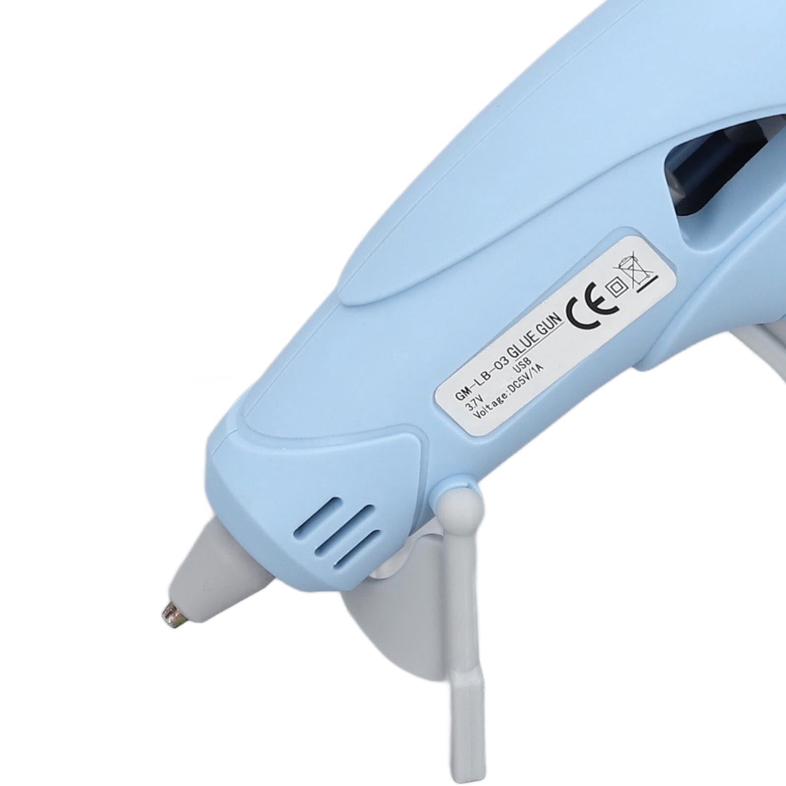 Nieyigj Hot Melt Glue Gun Kit USB Rechargeable Cordless Mini Device With 30 Pcs Adhesive Bars Tool Bag Silicone Pad Anti-Drip Design for Home DIY Crafts Arts Repair - Blue