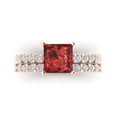 thumbnail image 2 of Clara Pucci 18K Rose Gold Princess Cut 2Ct Natural Garnet Engagement Ring + Matching Band - Luxury Box Included, 2 of 7