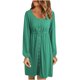 thumbnail image 1 of Vestido de cintura de manga larga con botones y cuello en U sexy de otoño informal para mujer Fridja  yut5768, 1 of 8