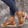 thumbnail image 2 of IWRICH Womens Low Wedge Sandals Arch Support Summer Beach Shoes Comfort Walking Bohemian Footwear Brown 8.5, 2 of 7