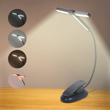 Quntis Tri-Head Book Light,3 Colors & 5 Brightness Levels Eye-Care Clip on Reading Book, 1000mAh Rechargeable Book Light for Reading in Bed with 10-100Hrs, Partner Friendly