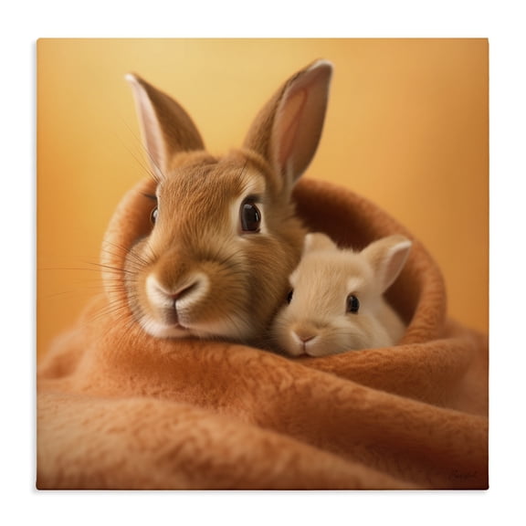 Stupell Industries Modern Bunnies Cuddling in Blanket Canvas Art, 17 x 17, by Roozbeh