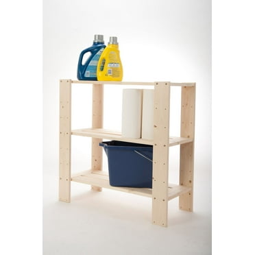 Adwood Pine 3 Shelf Pine Wood Storage, 3 Shelf Pine Wood Shelf