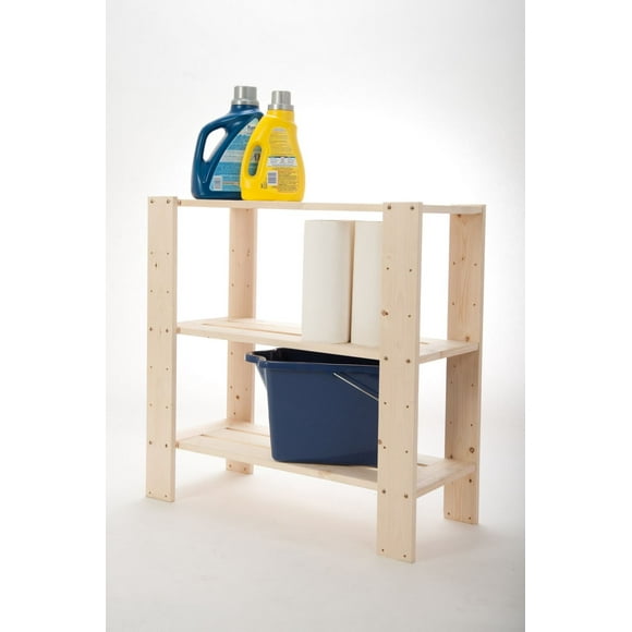 Rangement Adwood Pine en bois de pin à 3 tablettes Étagère en bois de pin de 3 étagères